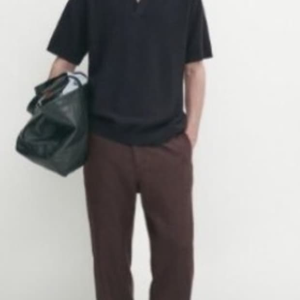 마시모두띠  / 패브릭 디테일 니트 폴로 셔츠 /  네이비 XL