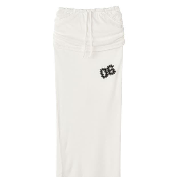 스컬프터  Shirring Layered Maxi Skirt White