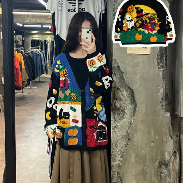 빈티지 자수 가디건 블랙 #csz2153