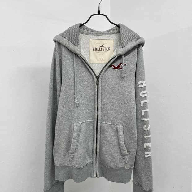 홀리스터 그레이 로고 헤비 후드집업