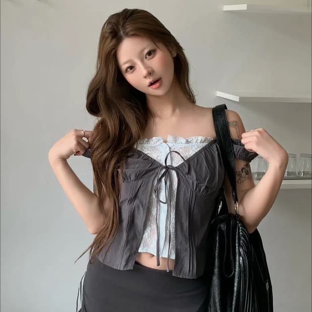 새상품) 미쏘 레이어드 블라우스(미나미님 착용)
