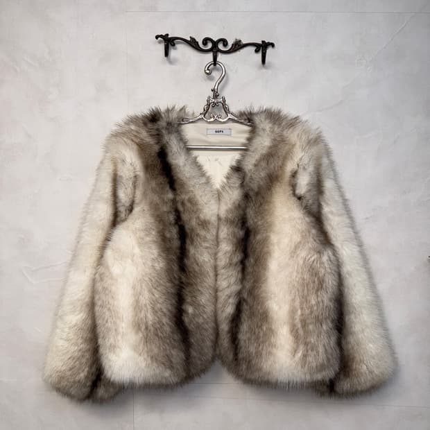 GGPX mixed ivory brown eco fur jacket 