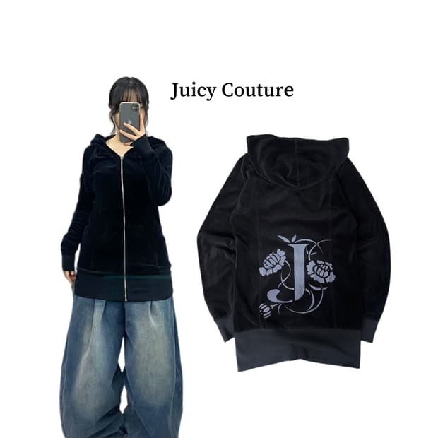쥬시꾸뛰르 Y2K 벨벳 후드집업