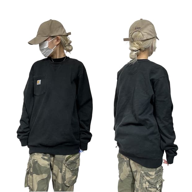 칼하트 블랙 오버핏 맨투맨 S