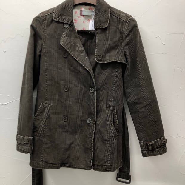 리바이스 체크 벨티드 더블 자켓