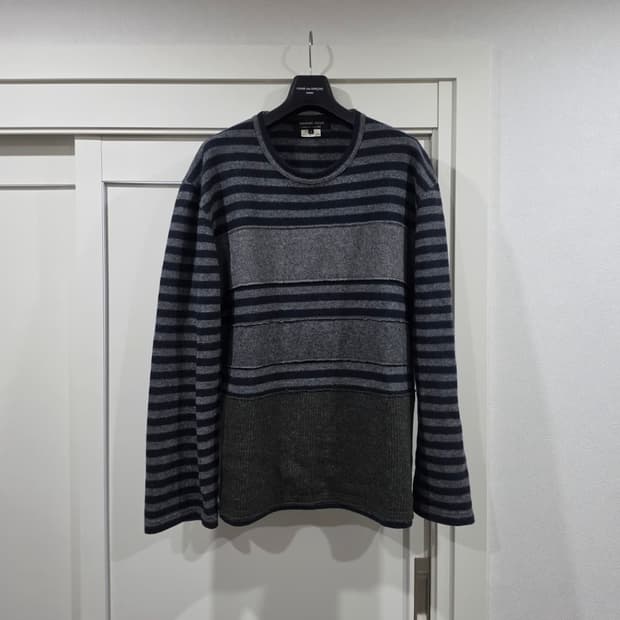 꼼데가르송 옴므 듀 엣지 블록 디테일 니트 L