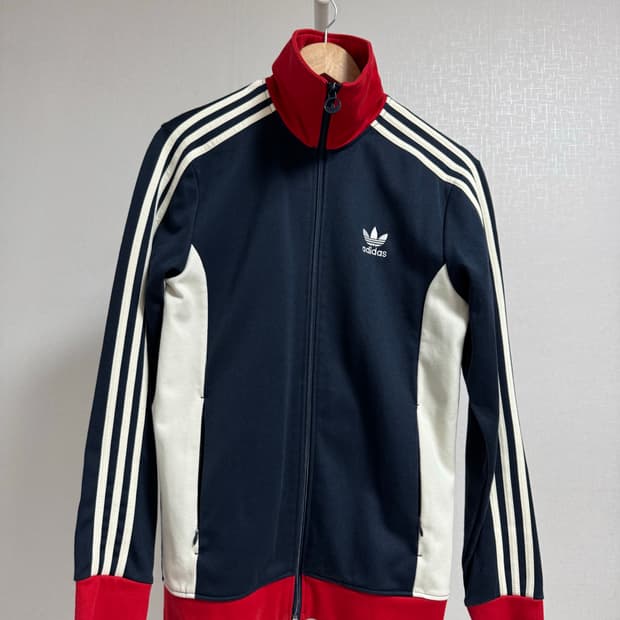 아디다스 삼선 트랙탑 네이비/레드 100