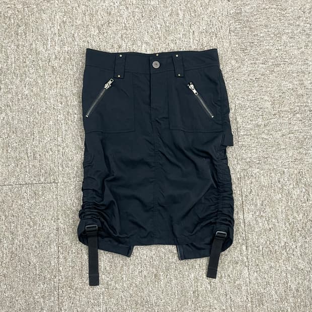 Black Shirring Details Skirt