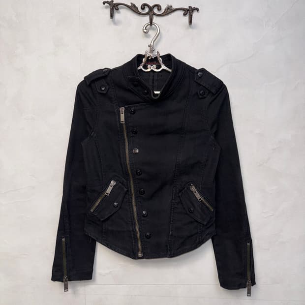 Guess black button slim rider jacket 