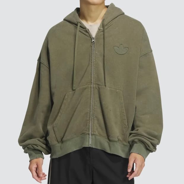 아디다스 워시드 후드 재킷 후드집업 카키