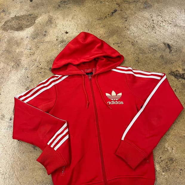 아디다스 레드 후플 플락 후드집업 져지 85