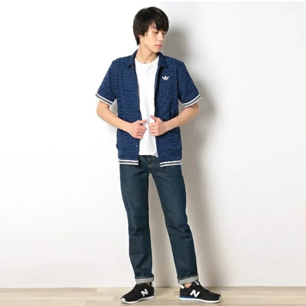 아디다스 체크 스냅 탑 네이비/화이트M