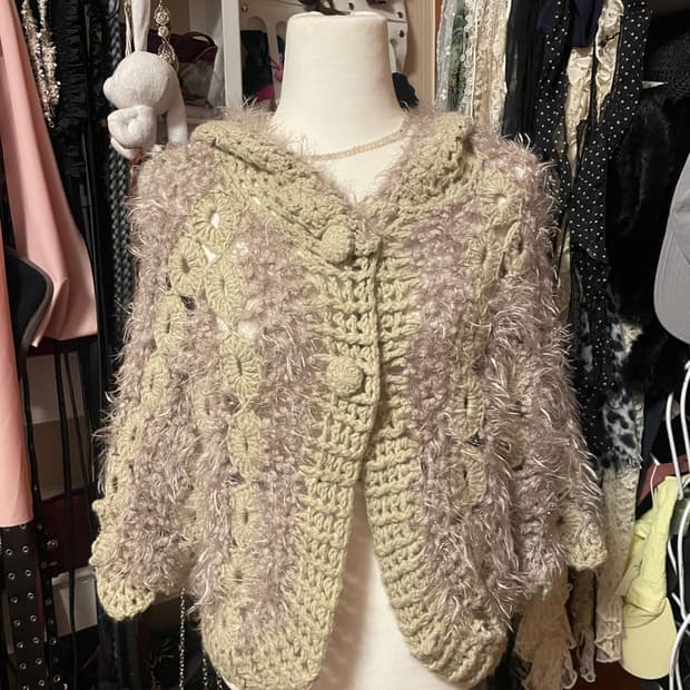 모리 뜨개 후드 가디건