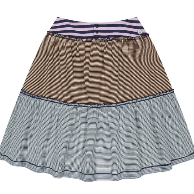 코이세이오 컬러드 스트라이프 미디 스커트 퍼플