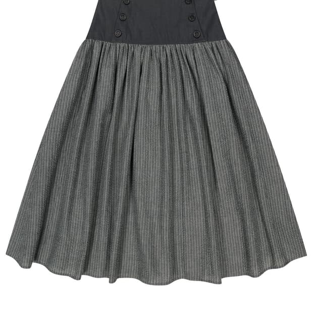 코이세이오 더블버튼 스트라이프 스커트 블랙