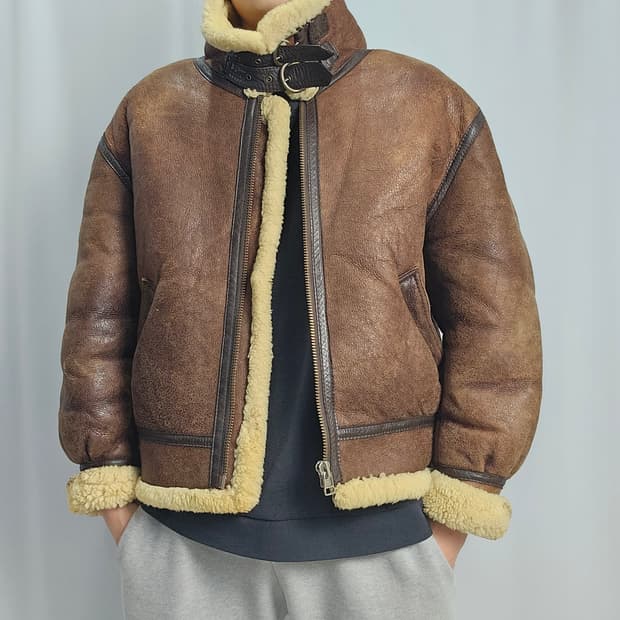 B-3 양가죽 양털 무스탕 브라운