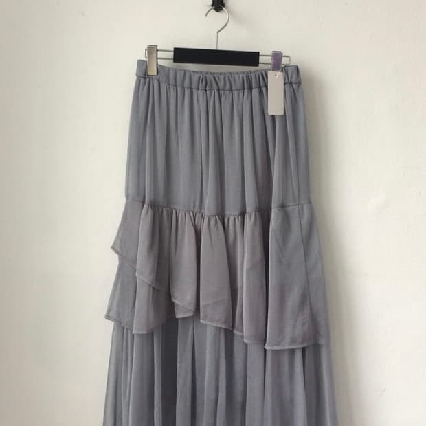 산빈티지 글리터 레이어 포인트 롱스커트