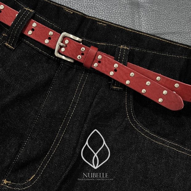 🌗 Vegetable stud belt / 스터드 소가죽 웨스턴 벨트