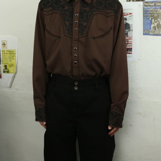 스컬리 브라운 웨스턴 셔츠 