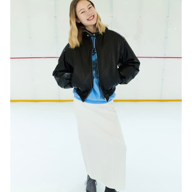 Pesto diamond quilting lether jumper
