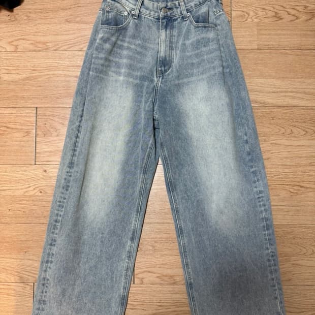 (28~30size) 와이드핏 워싱 연청데님팬츠