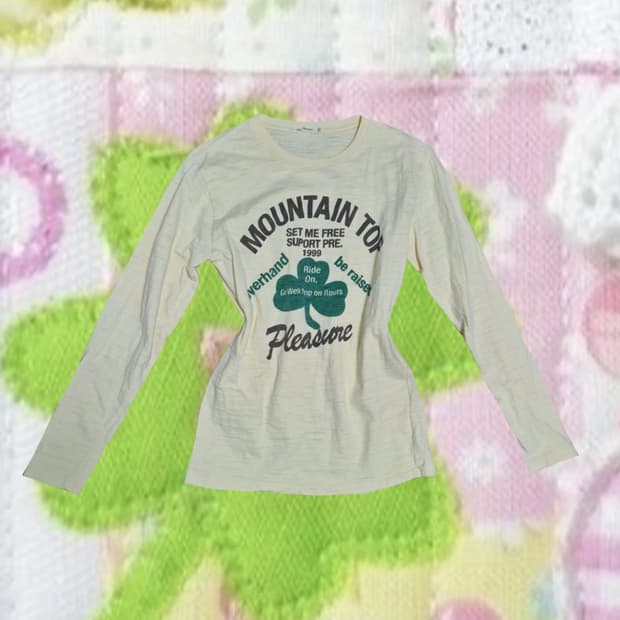 빈티지 모리걸 행을 네잎 클로버 긴팔 티셔츠 롱슬리브