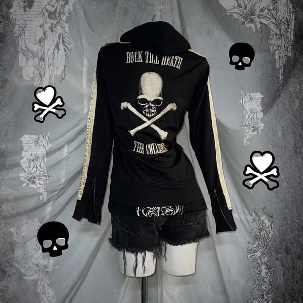 밴슨깔 해골 디테일 자수 펑크 프린팅 코디세트 