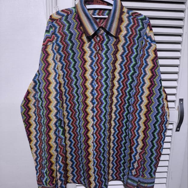 xl 스페이드 지그재그 패턴 셔츠