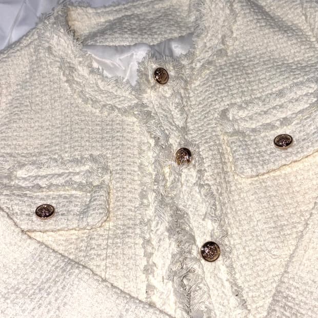 여성 트위드 자켓 금장 갸루 빈티지 vtg 