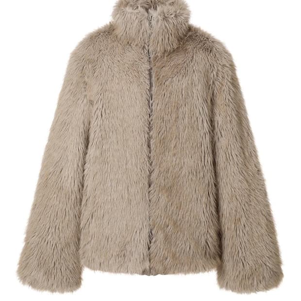 구해요) 쓰리타임즈 브라우니 퍼 집업 퍼자켓