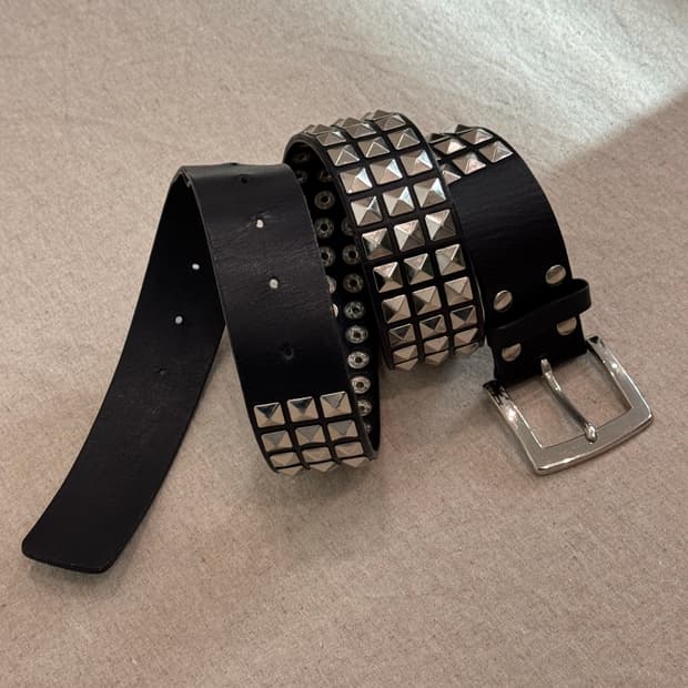 요지야마모토 스터드 레더 벨트