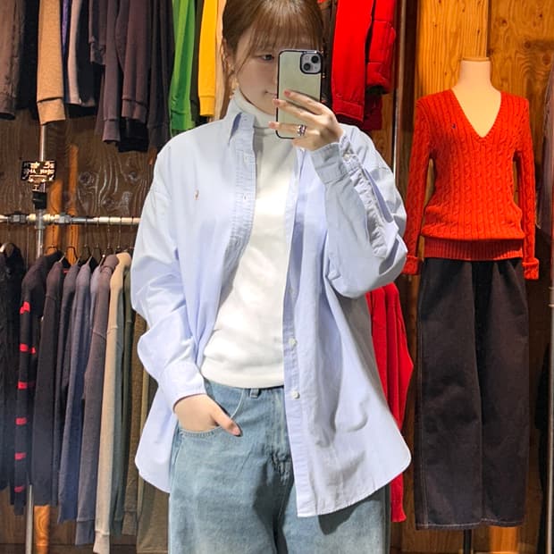 XL 폴로랄프로렌 BIG OXFORD 스카이블루 코튼 셔츠