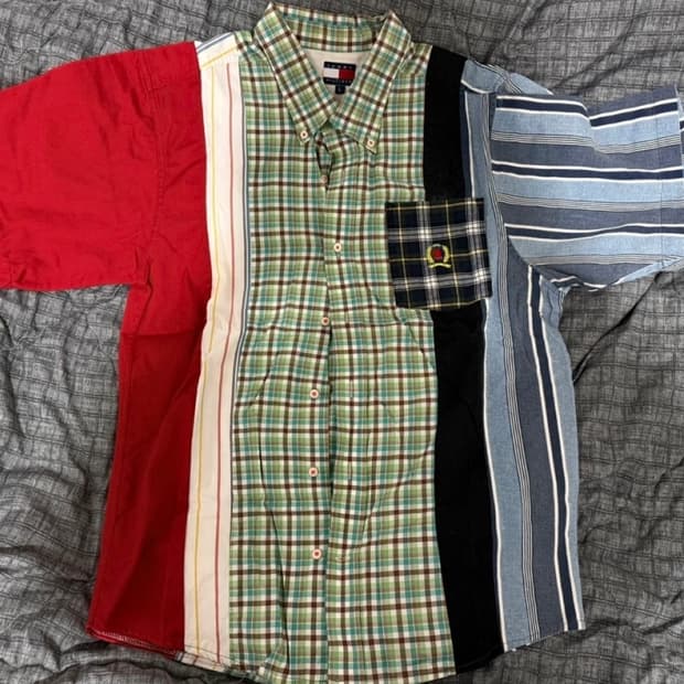 타미 힐피거 패치워크 반팔 셔츠