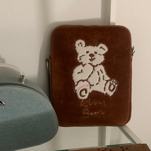 쿨키즈타운 테디 와이베어 초코 브라운 퍼 아이패드 파우치 케이스