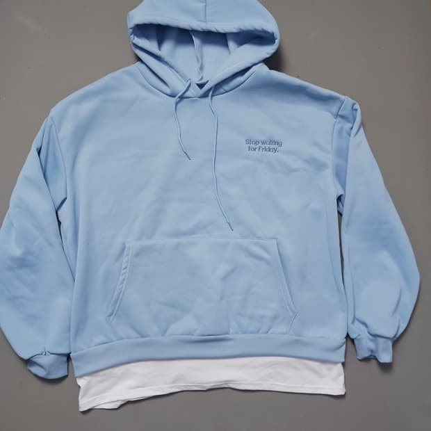 [프리] 빈티지 티셔츠 레이어드 기모 후드티