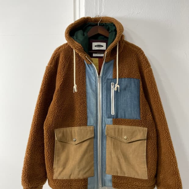 콰이어티스트 브라운 보아 플리스 데님 코듀로이 후드집업