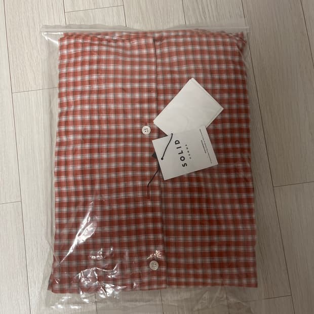 솔리드 옴므 오렌지 체크 셔츠 105(xl)