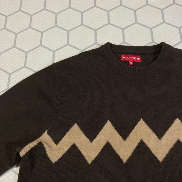 (XL) 슈프림 03FW 찰리브라운 니트 스웨터 브라운