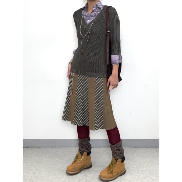 빈티지 브라운 스커트