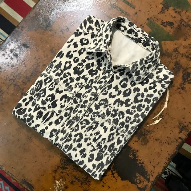 VTG 빈티지 레오파드 패턴 코듀로이 롱 셔츠 원피스 여성 55 사이즈 