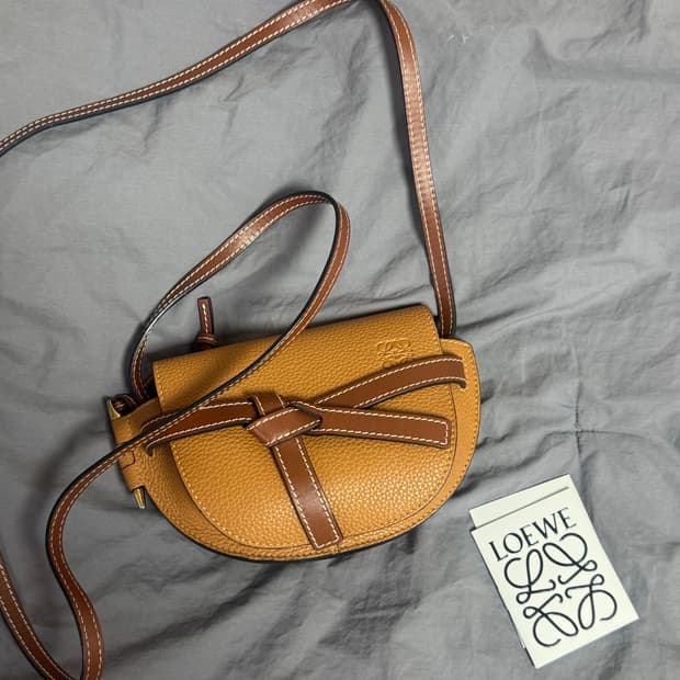 제니 로에베 게이트백 미니 탄