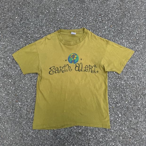 90s anvil Made in Usa 싱글스티치 카키 티셔츠