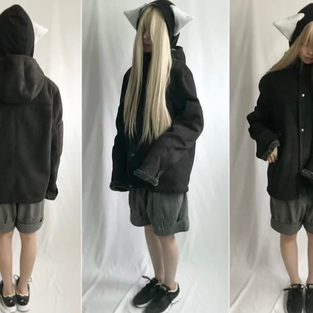 택포)Charcoal thick washing hooded mustang