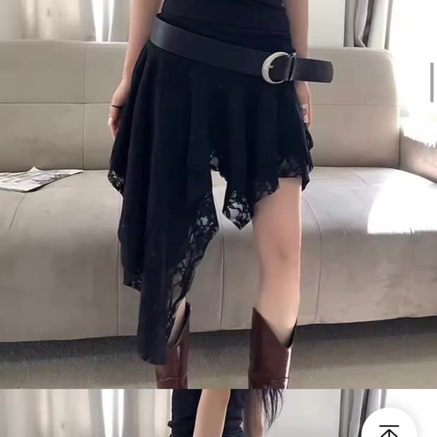 블랙 레이스 스커트