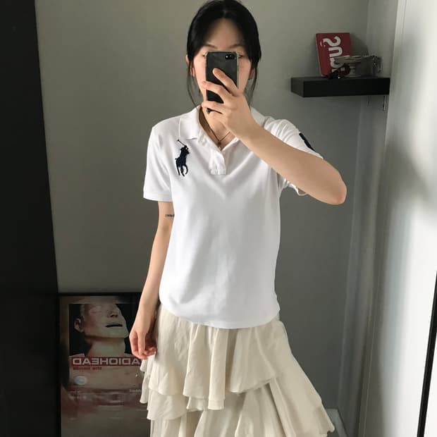 폴로 랄프로렌 빅포니 로고 화이트 카라티