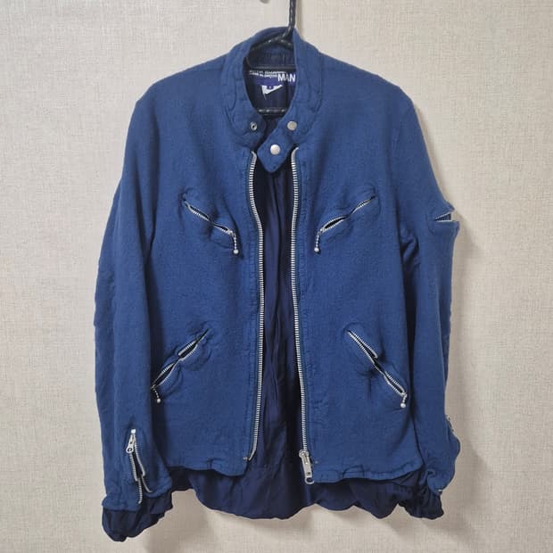 준야 와타나베 07aw 축융 울 라이더 자켓 블루