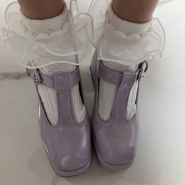 로리타 갸루 Circus NY 라벤더 통굽 메리제인 슈즈 235