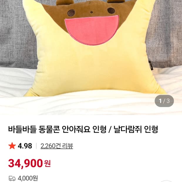 [부드라미] 바들바들 동물콘 안아줘요 / 날다람쥐 인형