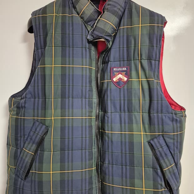 90s 타미힐피거 양면 패딩조끼 xl