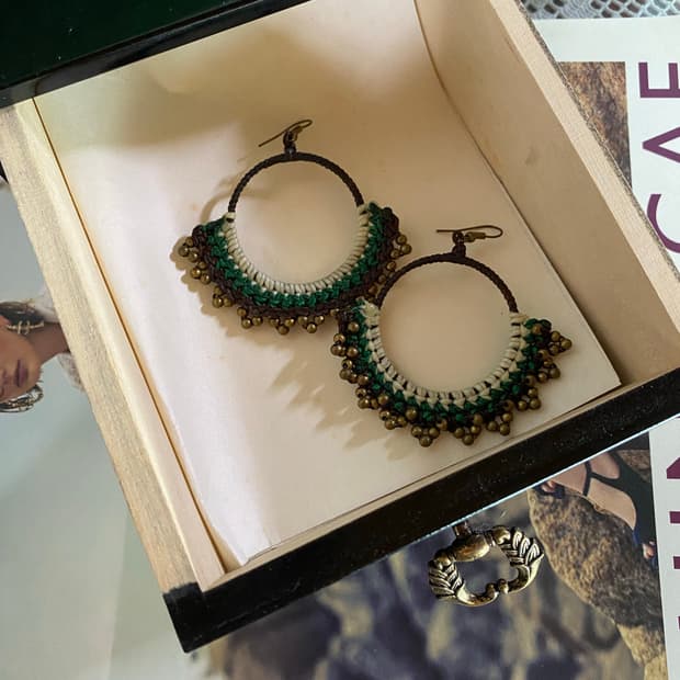 그린 브라운 핸드메이드 귀걸이